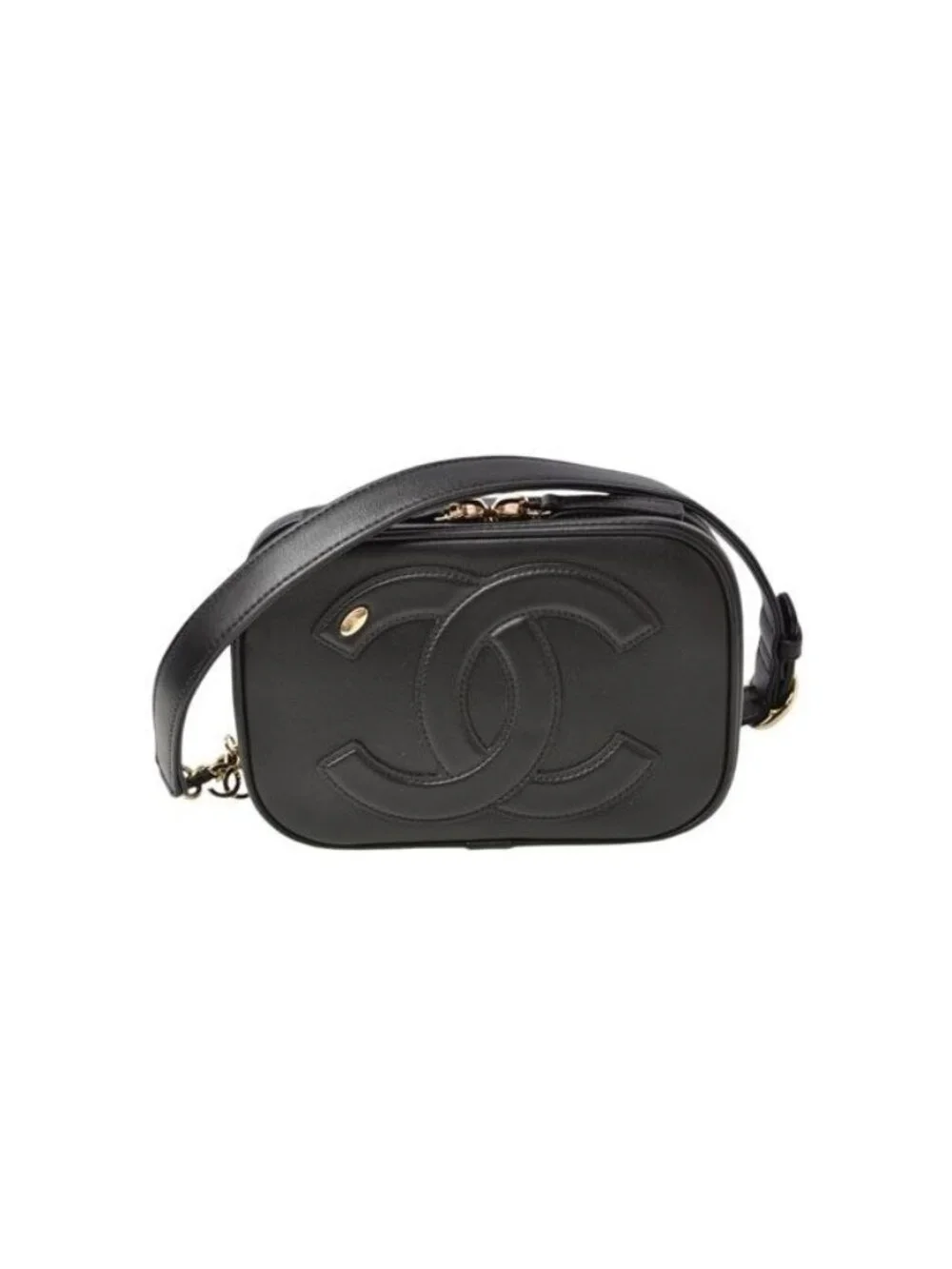 Chanel Belt Bag Chain Pouch Waist Black Gold Hardware